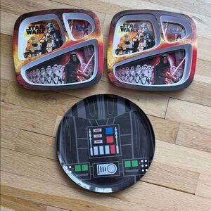Bundle of 3 Disney Star Wars Kids Plates Featuring Kylo Ren & Darth Vader 🌟